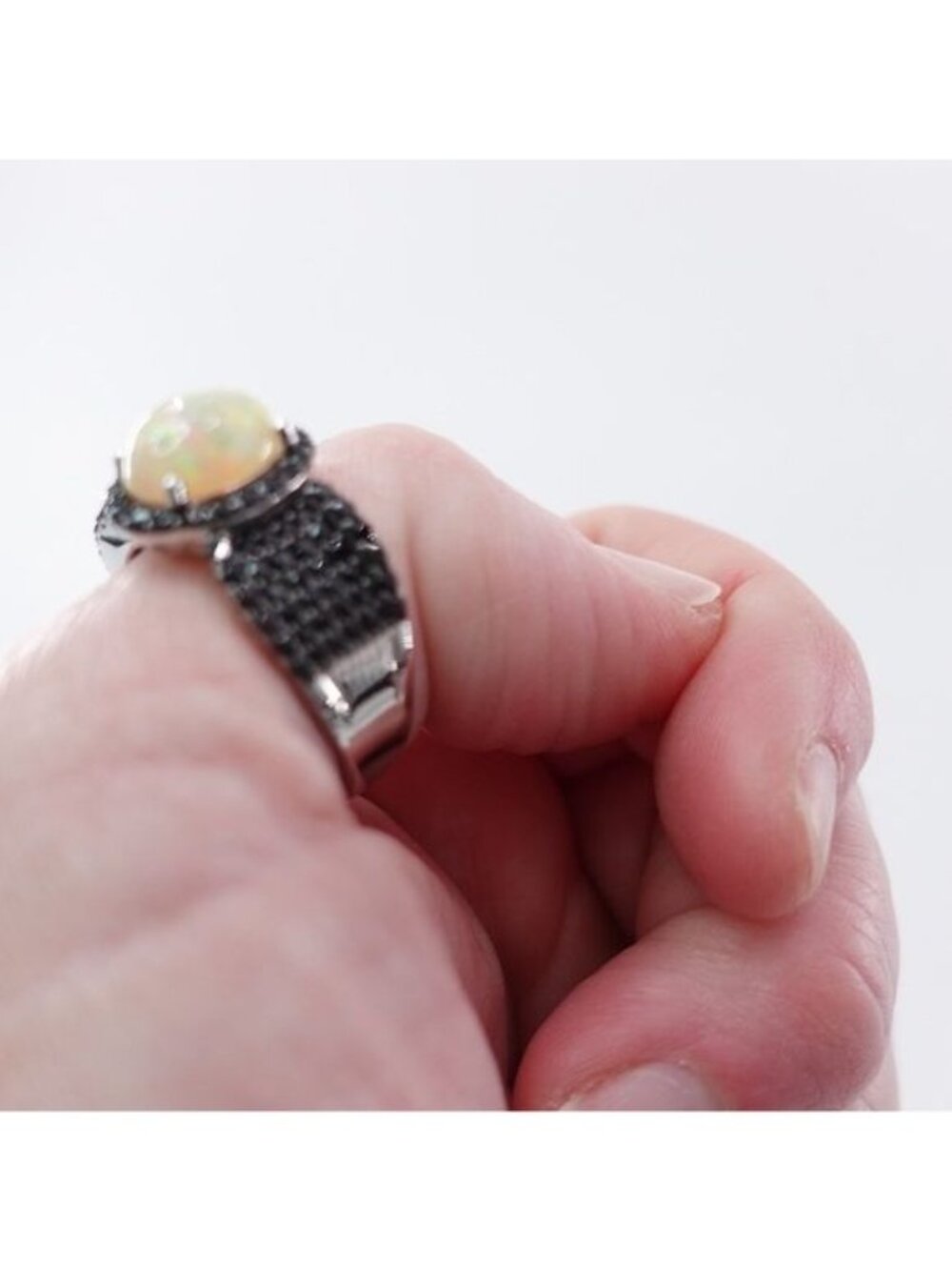 NIP JTV Fire Opal Black Spinel Sterling Silver Ring DOCY480-10 Sz 10 Multicolor - Picture 9 of 12